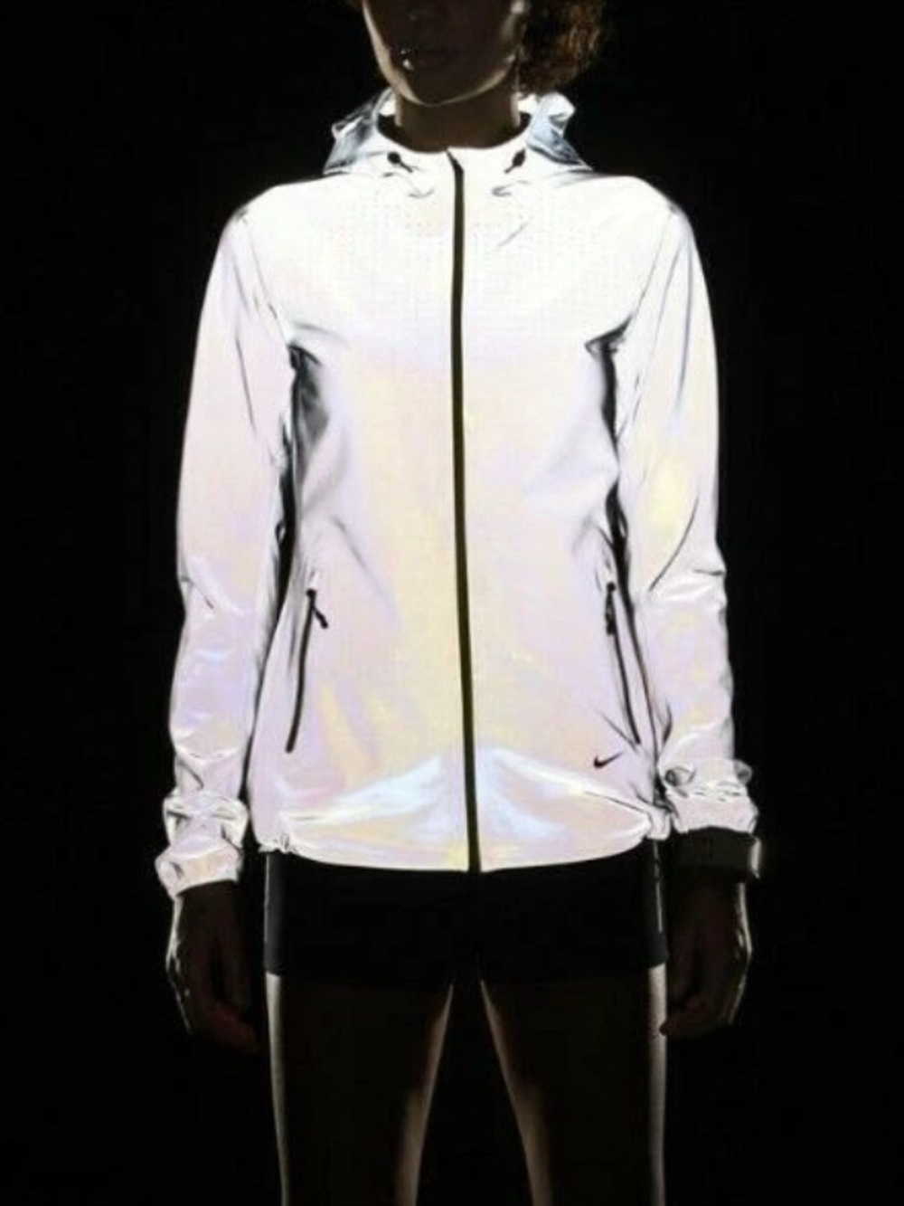 Nike Allover all over reflective running Grey Hooded Jacket volt 574832